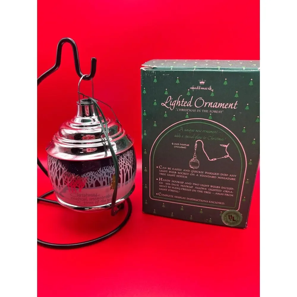 Vintage Christmas Tree Ornament Hallmark Lighted Christmas In The Forest 1980s